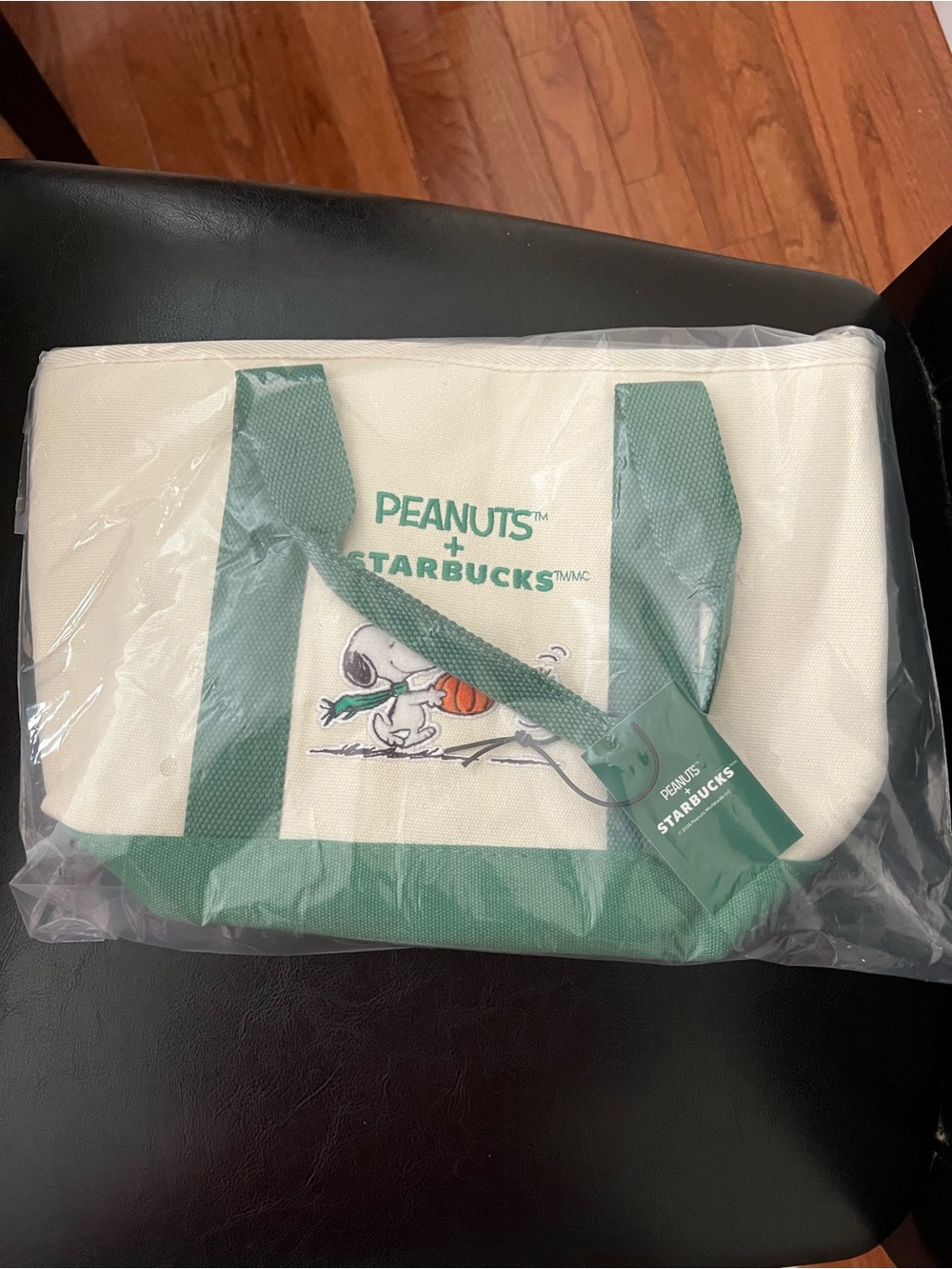 Peanuts x Starbucks Green & Cream Canvas Tote Bag